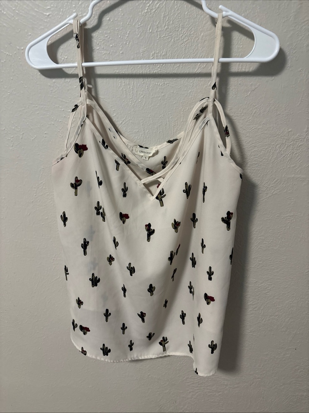 Crescent Cream Cactus-Print Spaghetti Strap Camisole